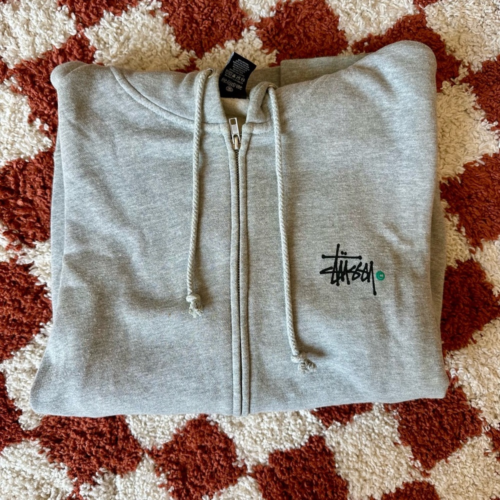 Classic Stussy Gray Zip Up Hoodie - Picture 2 of 2